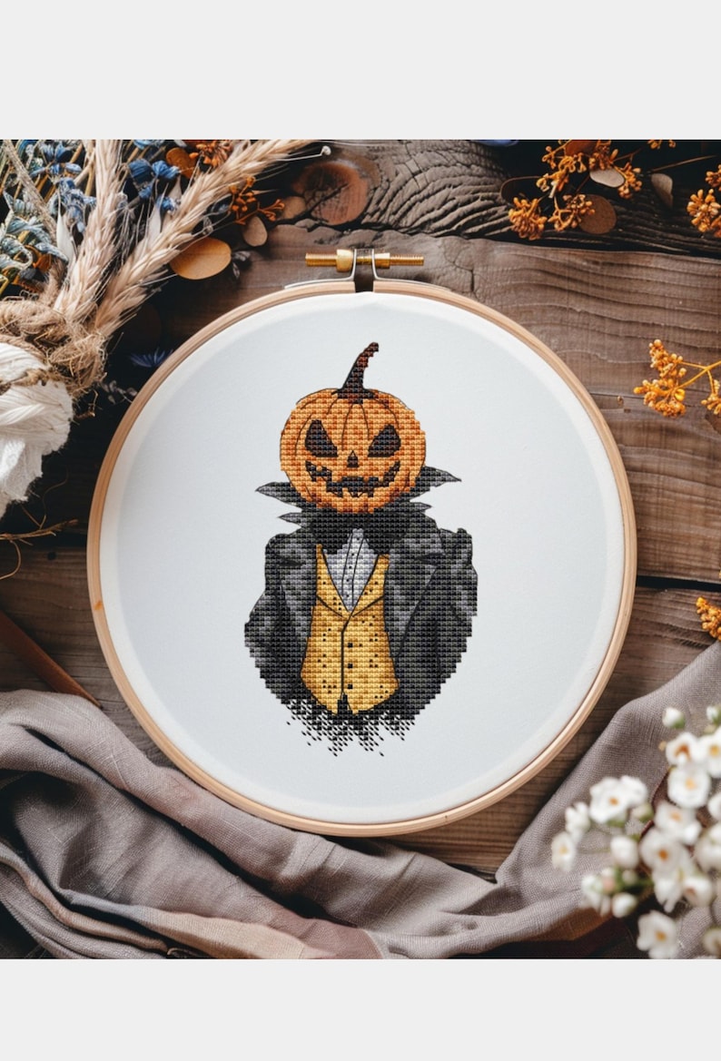 Jack O'lantern Cross Stitch Pattern, Halloween Embroidery (PDF Pattern ...