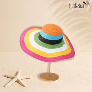 Rainbow Hat for Women, MultiColor Wide Brim Hat, Sun Hat, Beach Vacation Hat, Straw Hat, Travel Accessory, Summer Hat, Gift for Women, Gifts