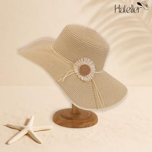 Women Flower Decor Boho Straw Hat, Summer Hat, Sun Hat, Beach Hat, Straw Women Hat, Gift for Her