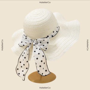 Straw Polka Dot Hat - Etsy UK