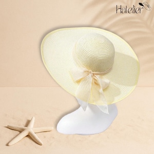 Chique zomerstrohoed met brede rand voor vrouwen, zachte pure strikhoed, elegante UV-zonnehoed, strandhoed, vakantiehoed, cadeau voor vrouwen, cadeau voor haar