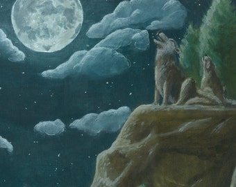 Original 16x20 Acrylic painting "Howling"