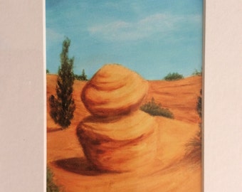 tirage d’un hoodoo peinture acrylique 5 x 7 art emmêlée à 8 x 10, roche rouge, sud-ouest, paysage, nature, art mural, décoration de la maison Bryce Canyon