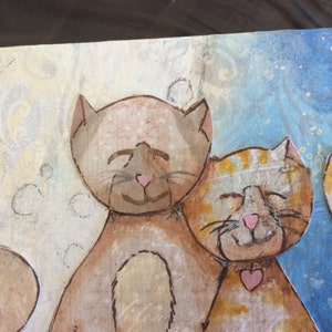 hand painted, mixed media journal, notebook, romantic cats in the moonlight, gift for daughter, mother, girlfriend image 4