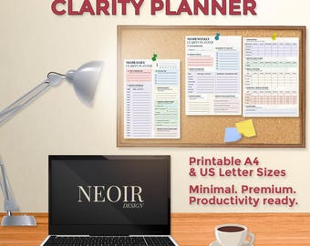 NEOIR Daily and Weekly Printable Planner Set – Minimal Productivity Templates – A4 and US Letter PDF