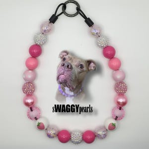 FurBaby Bling-Bubblegum Beads, Beaded Dog Collar, Dog Necklace, Handmade, Custom Collar, Dog Pearls, Acrylic Beads, 20mm Beads