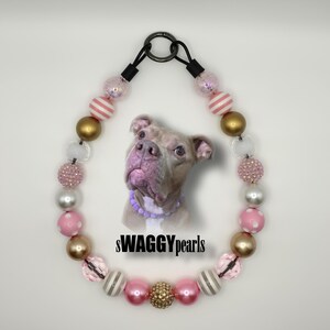 The Fancy Fetcher-Bubblegum Beads, Beaded Dog Collar, Dog Necklace, Handmade, Custom Collar, Dog Pearls, Acrylic Beads, 20mm Beads