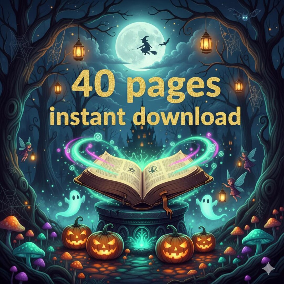 40 HALLOWEEN Coloring Pages PDF | Printable Kids Activity Bundle ...