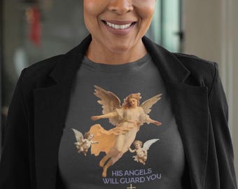 Guardian Angel Christian Tee: Scripture Verse Religious T-Shirt