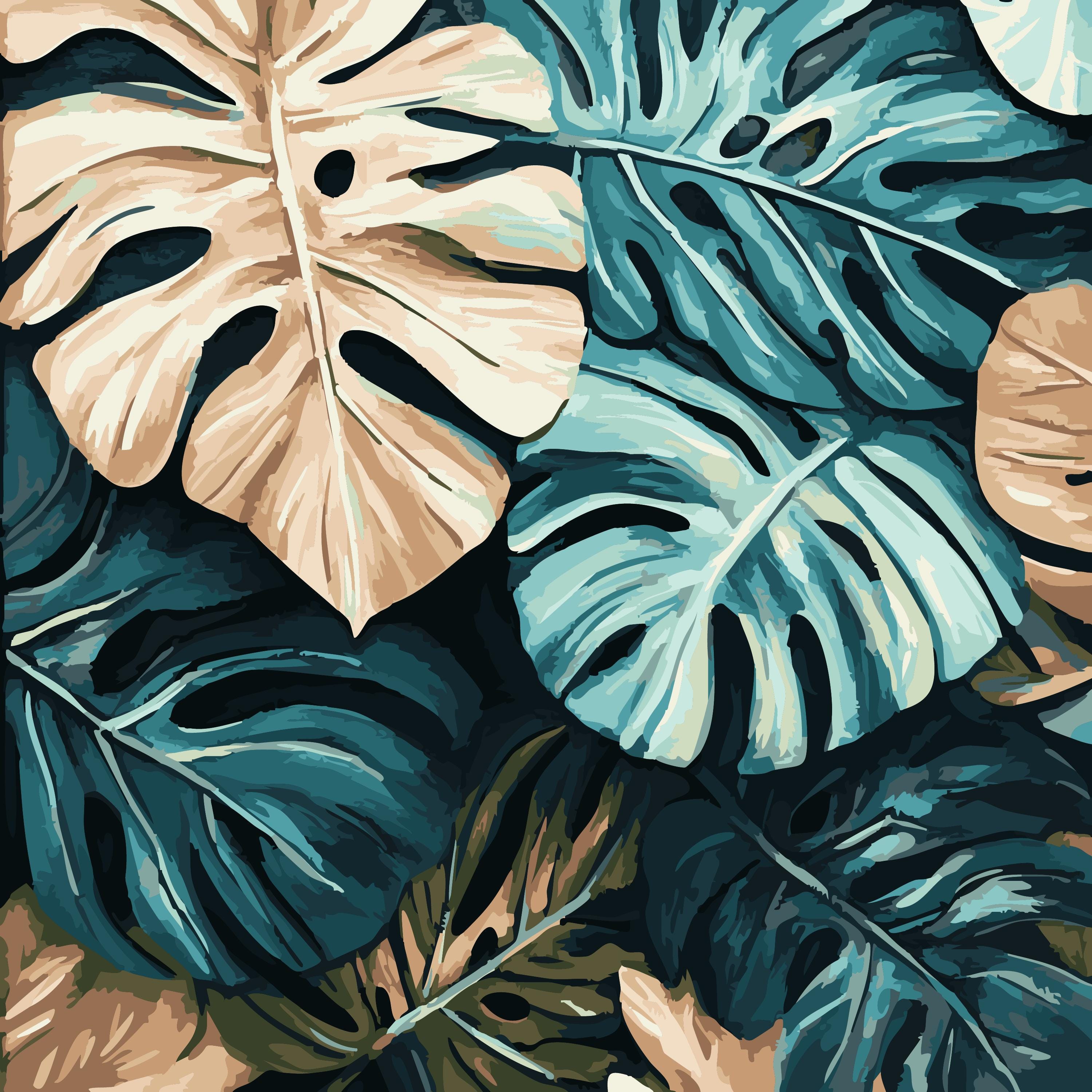 Monstera Malen nach Zahlen Set  Tropisches DIY Grnes Wandbild (40 x 40  cm) - Etsy.de