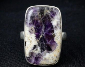 925 Sterling Silver, Minimalist Gemstone Statement Morado Opal Purple Ring