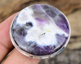 925 Sterling Silver, Round Gemstone Statement Morado Opal Purple Ring