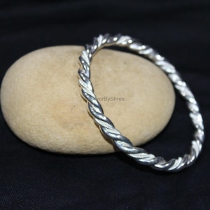 Bracciale rigido intrecciato a 3 fili in argento sterling 925, realizzato a mano, con glitter, gioiello da donna.