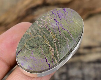 Natural Stichtite Gemstone Ring, Handmade Silver Boho Jewelry, Statement Ring