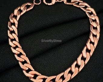 Bracciale da uomo a catena a maglia barbazzale in rame puro, accessorio in metallo massiccio (regalo per la festa del papà)