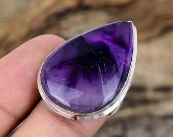 Handmade Amethyst Ring: 925 Sterling Silver Boho Statement Jewelry