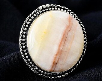 Natural Aragonite Gemstone 925 Sterling Silver Handmade Women's Ring Gift For Her