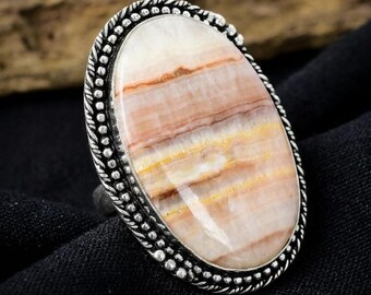 Natural Aragonite Gemstone 925 Sterling Silver Handmade Women's Ring Gift For Her