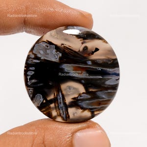 Stick Agate Cabochon: Round Multicolor Gemstone, 44.5 Ct (33x33x5 mm