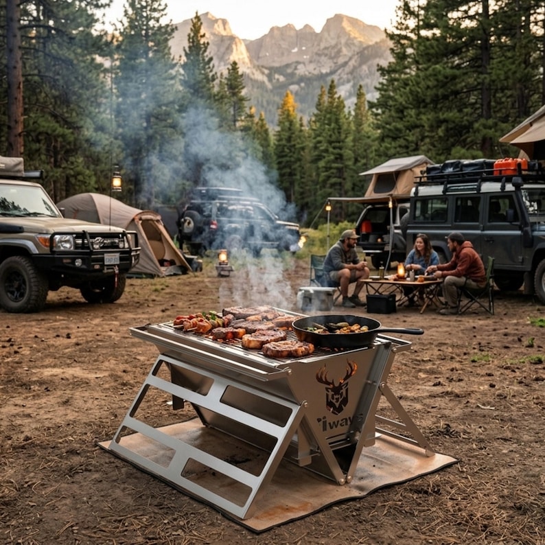 Nowoczesny grill ze stali nierdzewnej 304, palenisko do ogrodu i balkonu, grubość 2 mm, wytrzymały, do gotowania na świeżym powietrzu, z plandeką Fiways Atlas zdjęcie 19