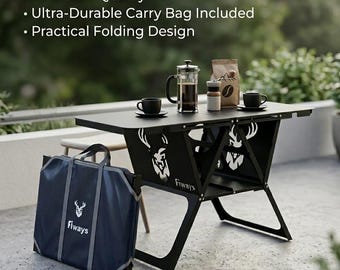 Foldable Metal Coffee Table Balcony Garden Small Space Modern Industrial Outdoor Side Table Fiways