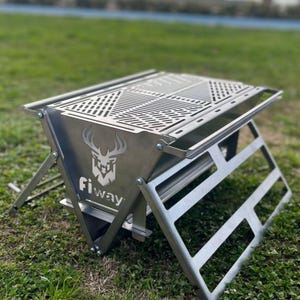 Nowoczesny grill ze stali nierdzewnej 304, palenisko do ogrodu i balkonu, grubość 2 mm, wytrzymały, do gotowania na świeżym powietrzu, z plandeką Fiways Atlas zdjęcie 13