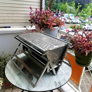 Nowoczesny grill ze stali nierdzewnej 304, palenisko do ogrodu i balkonu, grubość 2 mm, wytrzymały, do gotowania na świeżym powietrzu, z plandeką Fiways Atlas zdjęcie 7