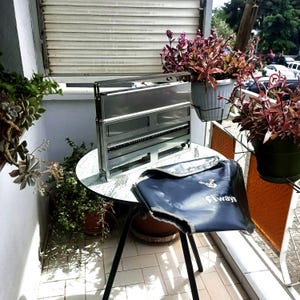 Nowoczesny grill ze stali nierdzewnej 304, palenisko do ogrodu i balkonu, grubość 2 mm, wytrzymały, do gotowania na świeżym powietrzu, z plandeką Fiways Atlas zdjęcie 6