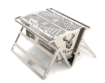 Fiways ATLAS AISI 304 Stainless Steel Foldable Grill Fire Pit 2mm Heavy Duty