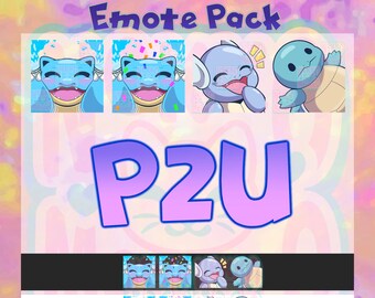 TWITCH EMOTE PACK! P2U Squirtle, Wartortle, Blastiose Streamer Emote | Emote, Anime Emoji | Twitch, YouTube, Discord | Gaming and Streaming