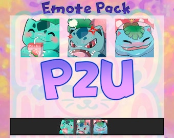 TWITCH EMOTE PACK! P2U Bulbasaur, Ivysaur, Venusaur Streamer Emote | Emote, Anime Emoji | Twitch, YouTube, Discord | Gaming and Streaming