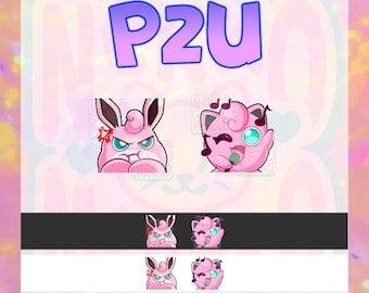 TWITCH EMOTE PACK! P2U Jigglypuff, Wigglytuff |Streamer Emote | Emote, Anime Emoji | Twitch, YouTube, Discord | Streaming, Gaming