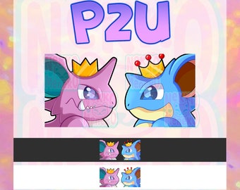 TWITCH EMOTE PACK! P2U Nidoking, Nidoqueen |Streamer Emote | Emote, Anime Emoji | Twitch, YouTube, Discord | Gaming and Streaming