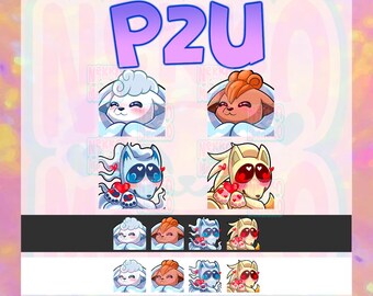 TWITCH EMOTE PACK! P2U Vulpix, Ninetails Alolan Vulpix Ninetails |Streamer Emote | Emote, Anime Emoji | Twitch, YouTube, Discord, Cozy, Love