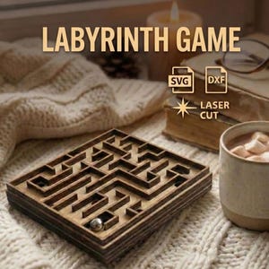 Arquivo vetorial de quebra-cabeça de labirinto cortado a laser | Glowforge, Cricut (Download digital)