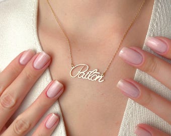 Custom Name Necklace, 14K Gold, Christmas Necklace