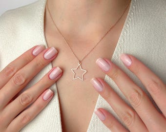 Star Necklace, Dainty Gold Star Pendant, Minimalist Jewelry Gift for Her, Birthday Gift, Celestial Layering Necklace