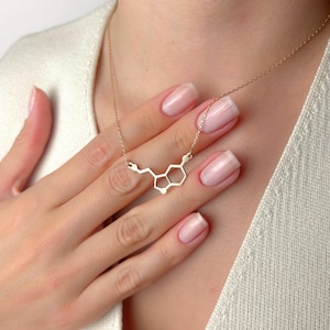 Serotonin Necklace, Science Jewelry Gift for Her, Happiness Molecule Pendant, Graduation Gift, Minimalist Chemistry Necklace