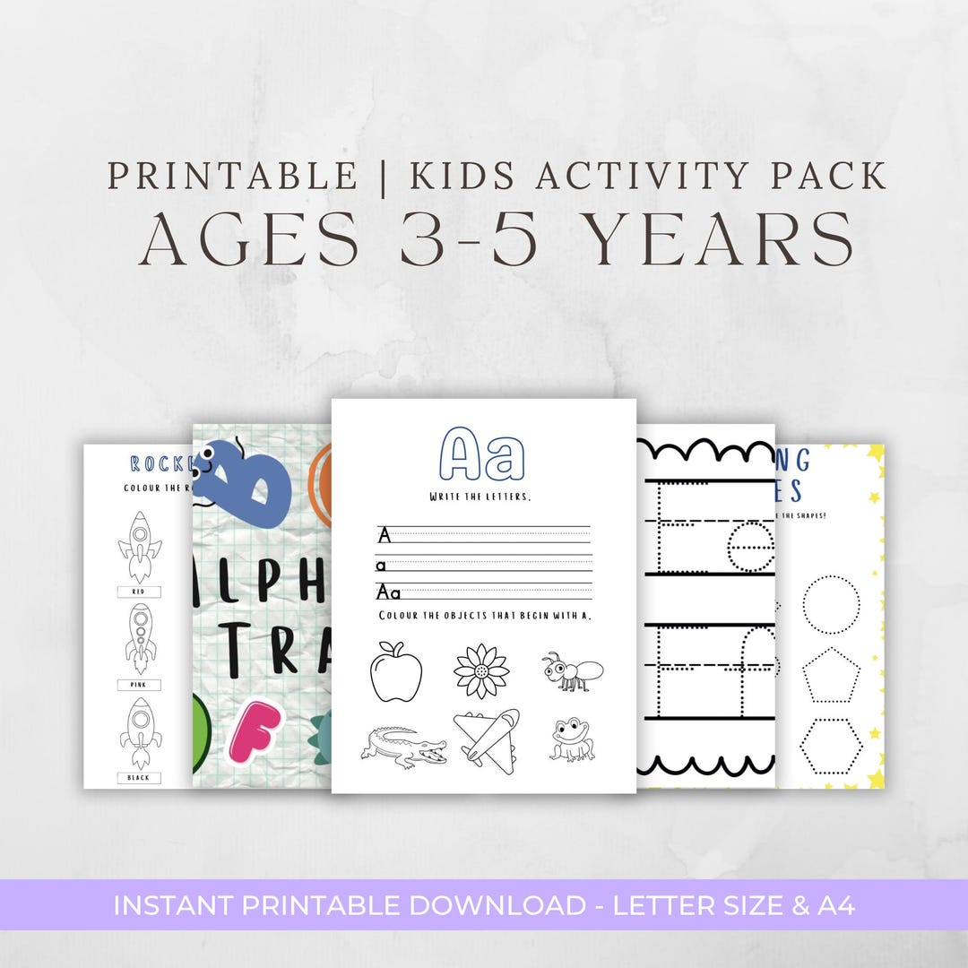 Activity Pack Pages Printable Kids Activity Pack | Preschool Learning | Letters A-Z ...