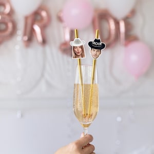 Personalized Bride and Groom Face Straws – Funny Wedding & Hen Party Drink Decoration