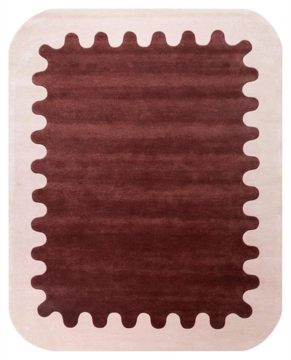 Modern Scalloped Brown Area Rug,Contemporary Solid Rug,Minimalist Home Decor Living Room Carpet,Luxury Bedroom Decor Rug Luxury Floor carpet