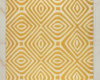 Mustard Geometric Area Rug,Mid Century Modern Carpet,Abstract Yellow Cream Rug, Living Room Bedroom Rug, Contemporary Minimalist Home Decor.