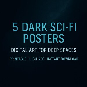 Dark Sci-Fi Poster Bundle | 5 Digital Prints for Wall Art Decor | Futuristic Cyberpunk Aesthetic | Galaxy Space Artwork | Instant Download