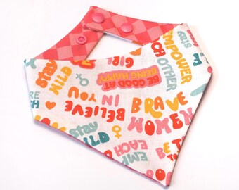 Girly Dog Bandana: Reversible, Snap-On, Curved neckline, Cat Bandana, Pet Scarf, Summer