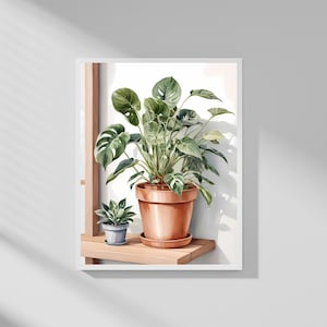 Modern Botanical Wall Art Print | Monstera Leaf | Digital Download | Minimalist Printable Decor