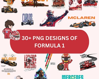 Paquete de más de 30 PNG de Fórmula 1: pegatinas y diseños de F1 para camisetas, pósteres y más - Descarga digital