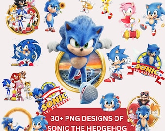 Sonic the Hedgehog PNG Bundle | 30+ 300 DPI Digital Designs | For Birthday, Shirts, & DIY Merch | Cute Super Sonic Clipart | Digital File