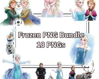 Frozen Clipart PNG Bundle: Anna, Elsa & Olaf (Digital Download)
