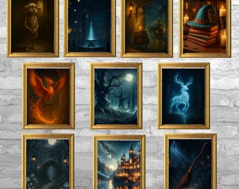 Dark Academia Wall Art Set: Gothic Wizard School Theme (Digital Download)