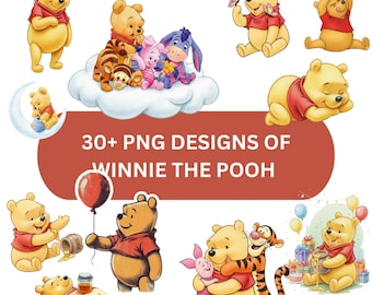 Winnie the Pooh PNG Clipart Bundle – Baby & Nursery Designs (Digital Download)